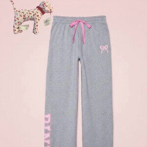 PINK X LOVESHACKFANCY Wide-Leg Sweatpants w/ PINK Dog, Small